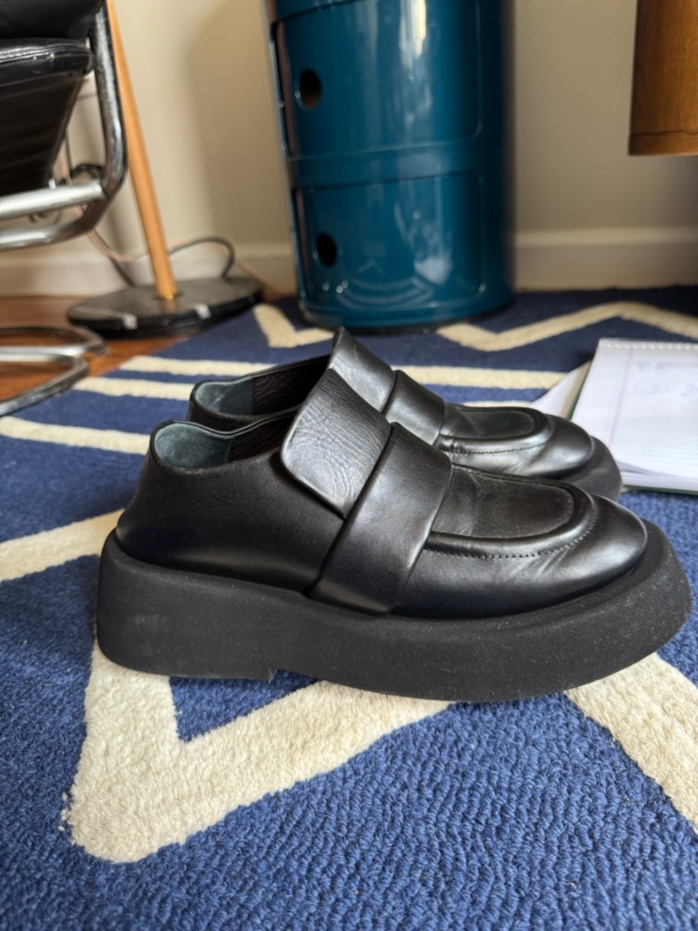 Marsell Black Platform Leather Loafers